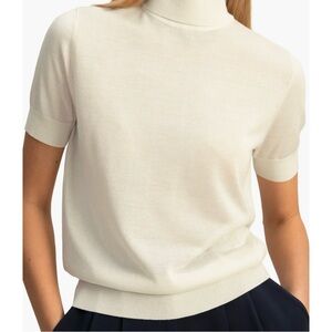 High neck short sleeves silk knitted sweater